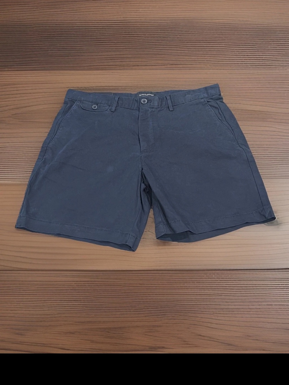 BANANA REPUBLIC 7" Men’s Lived In Shorts SLIM FIT Flat Front Chino Black 34 NWT